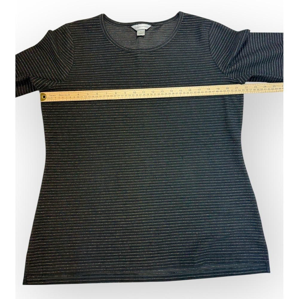 Christopher & Banks Black Metallic Stripe Long‎ Sleeve Top Size XL - Picture 5 of 8